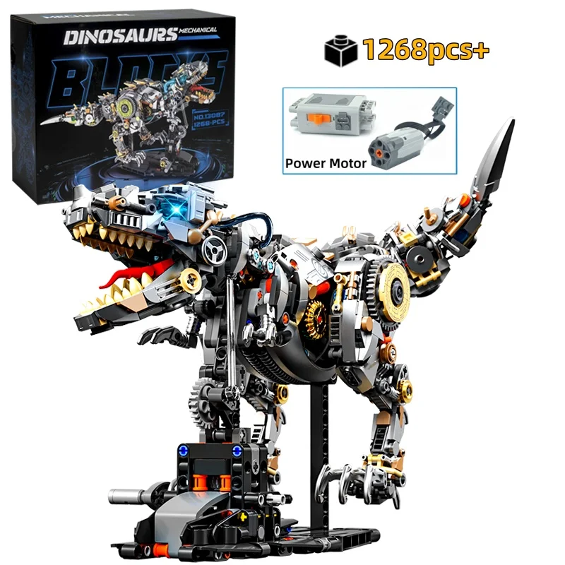 

2026 STEM Creative Jurassic Mechanical Dinosaur Building Blocks Brick Tyrannosaurus Rex Animal Model Assembly Toy Kid Gift