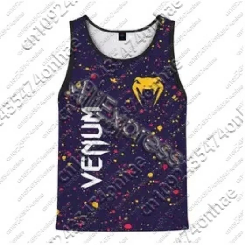 2025 Hot Selling New Men's Boxing 3D Digital Printed Mesh Quick Drying Breathable Sweat Absorbing Vest Fitness Fashion Vest