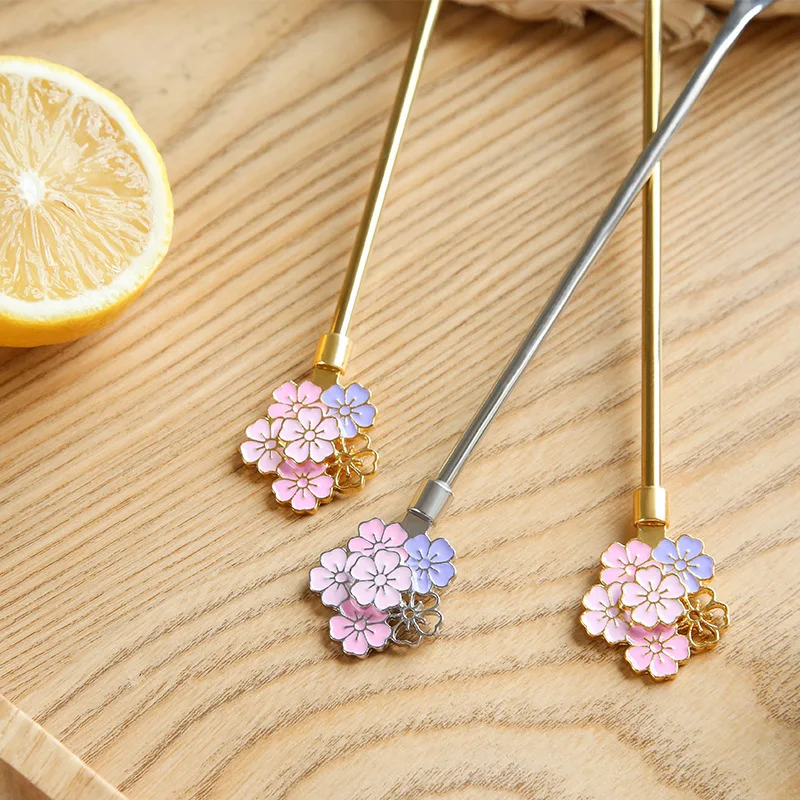 Creative Stainless Steel Spoon Cherry Blossoms Spoon Coffee Dessert Spoon Christmas Gifts Tableware Decoration Tea Spoon
