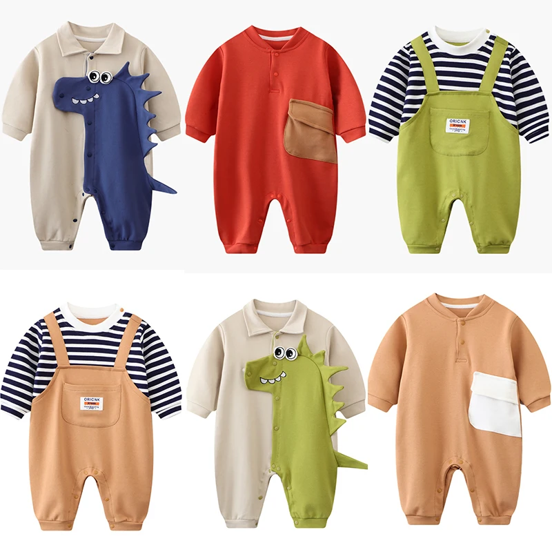 Newborn Baby Boys Girls Romper Pajamas Infant Clothing Cotton Long Sleeve Print O-Neck Comfy Jumpsuit Toddler Clothes Outfits