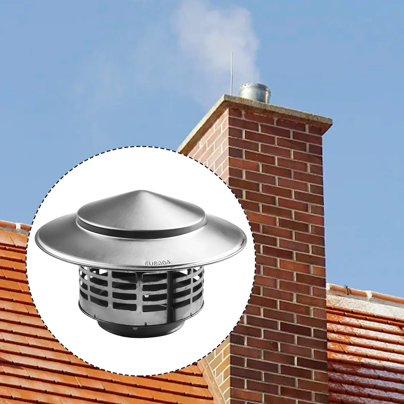 75/200mm Stainles-Steel Chimney Cap For Exterior Wall Roof Pipe Exhaust Vent Chimney Exhaust Hood Air Outlet Chimney Cap