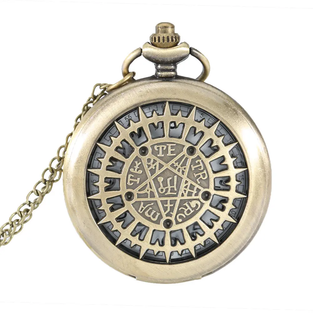 Orologio da taschino al quarzo con stella a cinque punte alla moda, collana con ciondolo, quadrante con bussola, orologio da taschino a catena, per