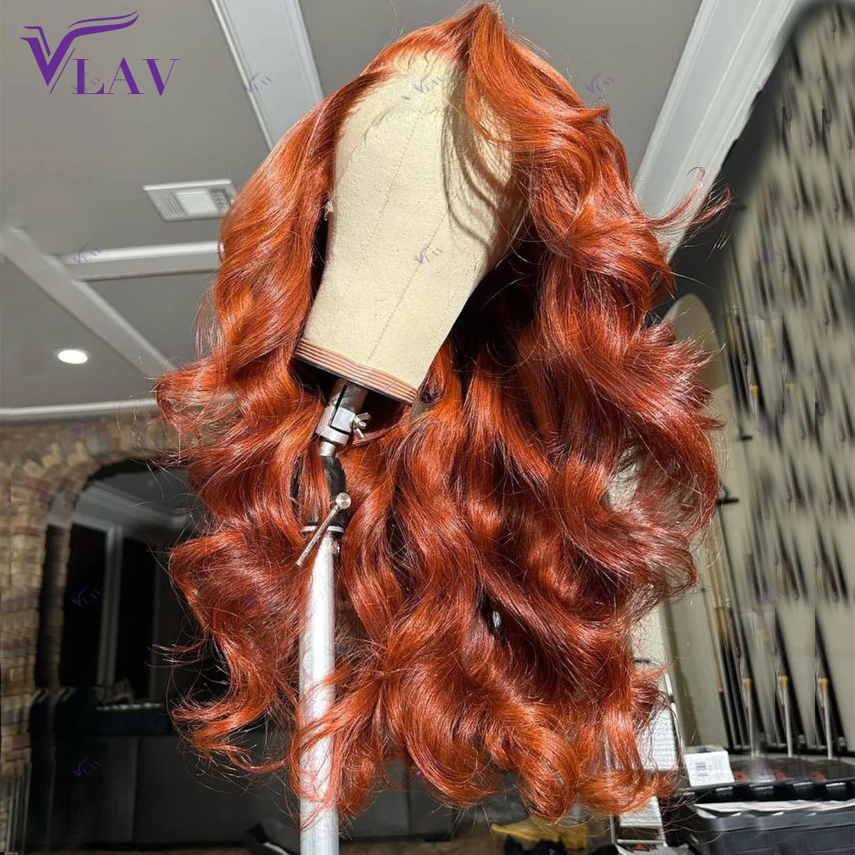 

Ginger Color Glueless Wig 250 Density Body Wave 360 Full Lace Wig Wear And Go 13x6 HD Lace Front Wig Preplucked Lace Wig VLAV