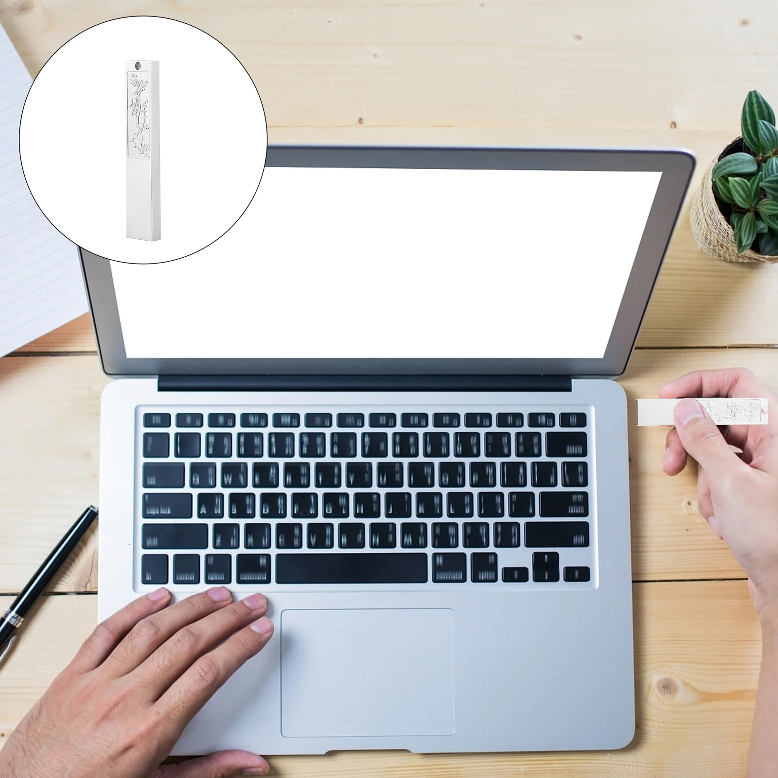 

3Pcs USB Flash Disk Protective Case Exquisite Plum Theme Metal U Disk Resistant Lightweight Portable Cover for USB