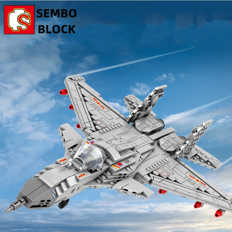 

SEMBO J-15 aircraft building block 8 and 1 combination model cool birthday gift educational children assembly toy ornaments