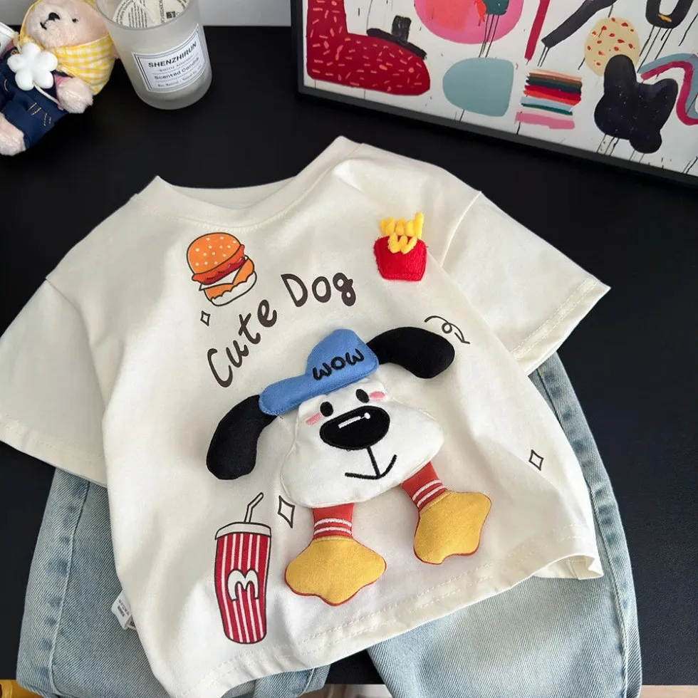 Short-sleeve Baby Romper Bodysuit Kids T-Shirts for Children's Cute Clothing Cotton Girls Boys Three-dimensional CartoonTops