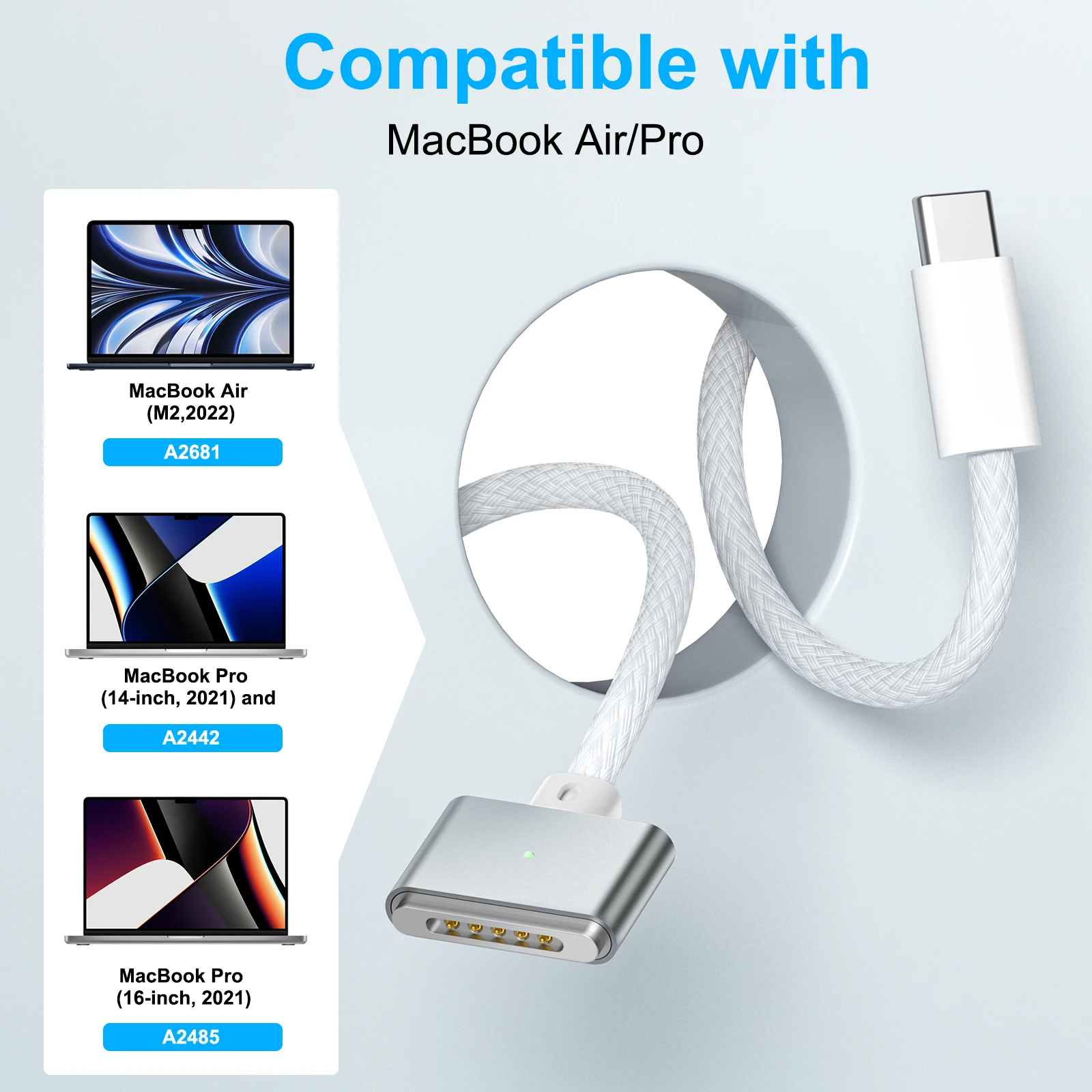 USB-C to Magsafe 3 Cable 140W Charging for MacBook Pro 2023(M2,14/16 inch),MacBook Air 2022(M2), MacBook Pro 2021(M1,14/16inch)