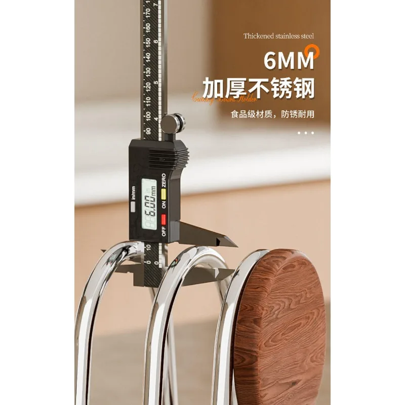 Multi-purpose Stainless Steel Chopping Board Stand Vertical Pot Lid Storage Rack For Kitchen Countertop