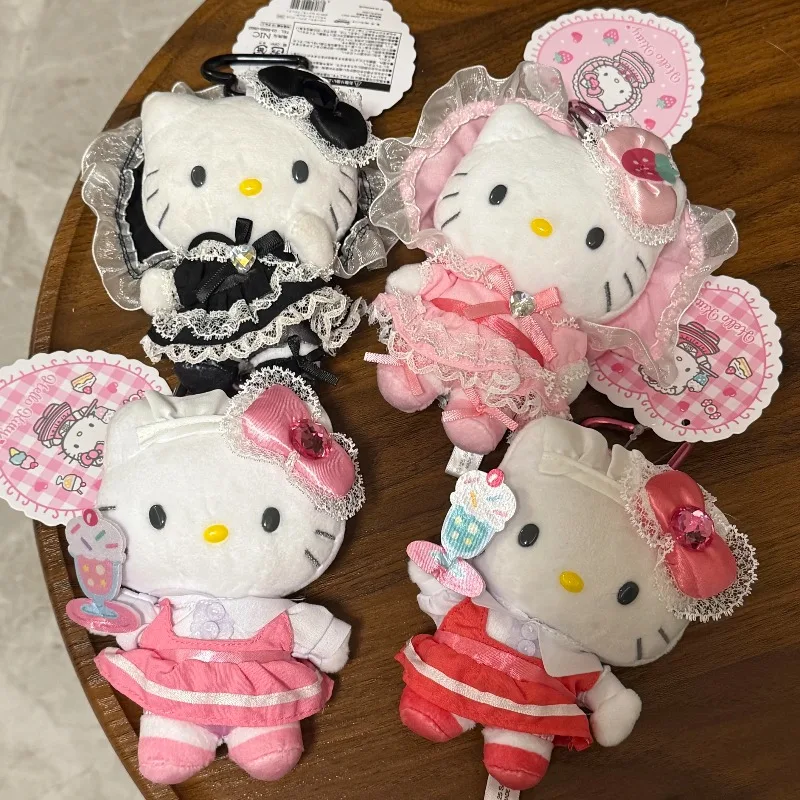 

Sanrio Maid Dessert Series Hello Kitty Плюшевая кукла-игрушка Брелок Горничная Лоли Кружевная черная юбка котенок кошка Мягкая плюшевая сумка Подвеска