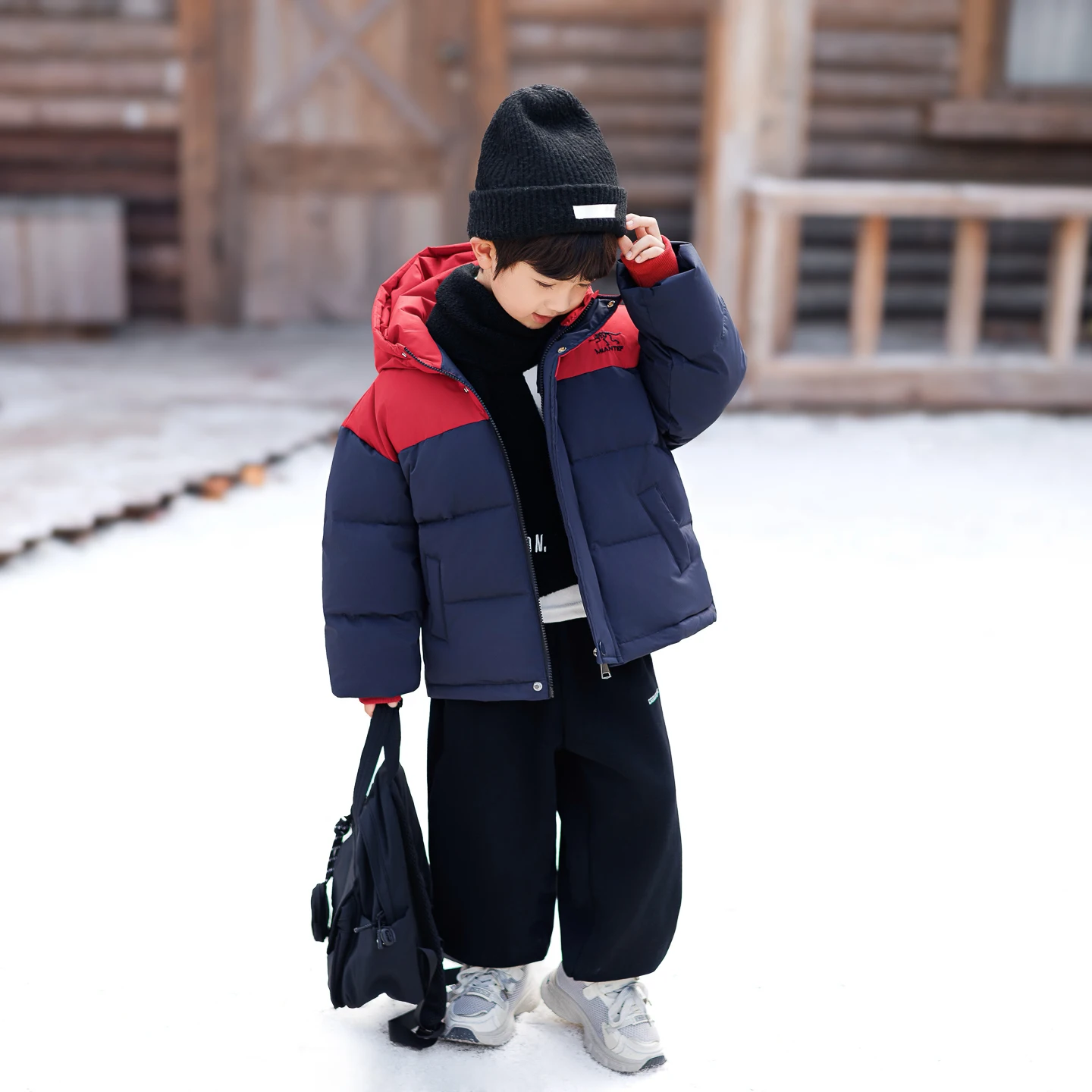 

Thiened White Du down Puffer Jaet for Boys Children's Winter Clothes Warm Outerwear for Babies Trendy Youth Sle