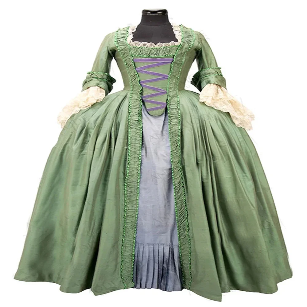 1760s Baroque Rococo Green Ball Gown Princess Evening Dress Retro French Queen Dress Marie Antoinette Costume