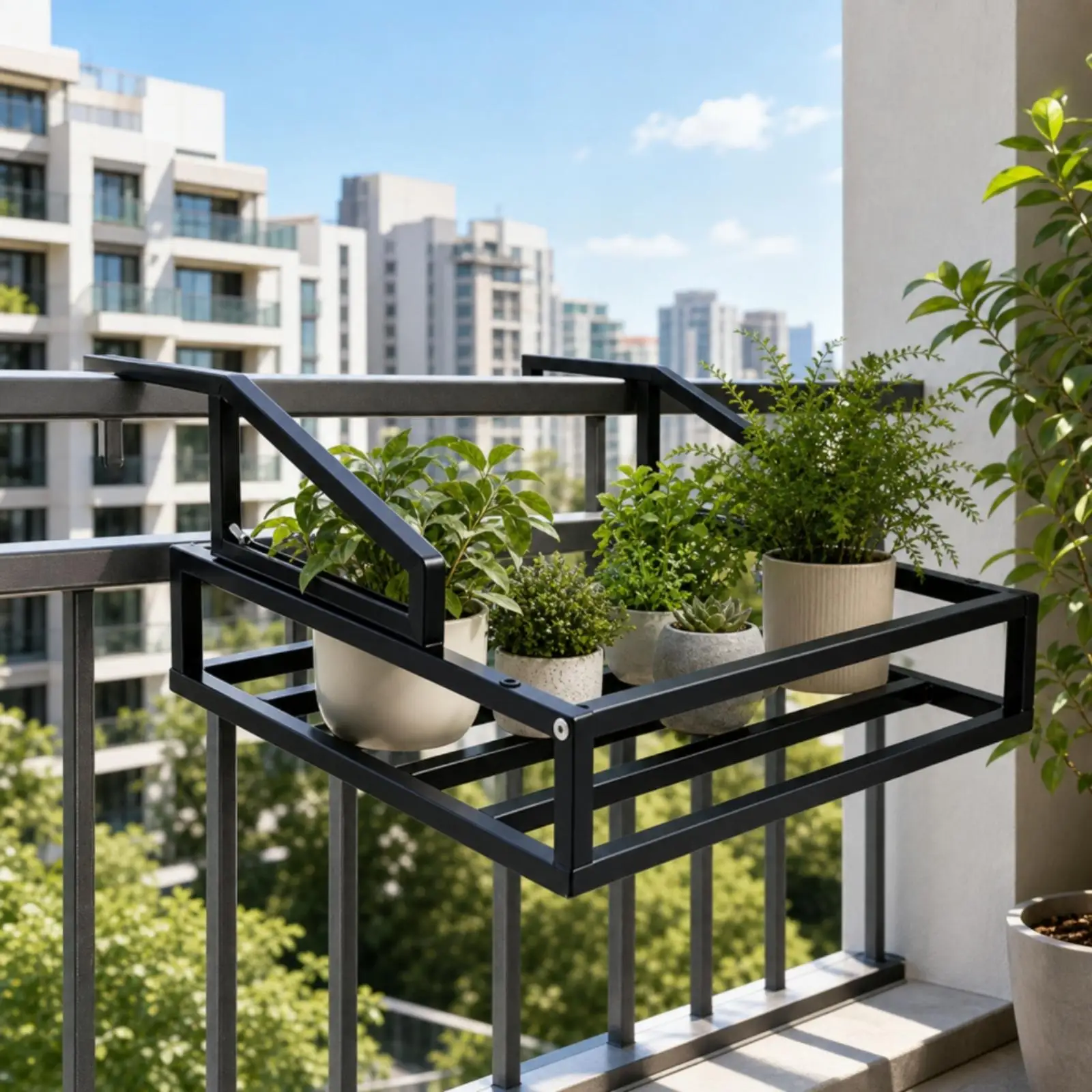 Balcony Drying Rack Heavy-Duty Hanging Rack with Guard Rails Long-Lasting