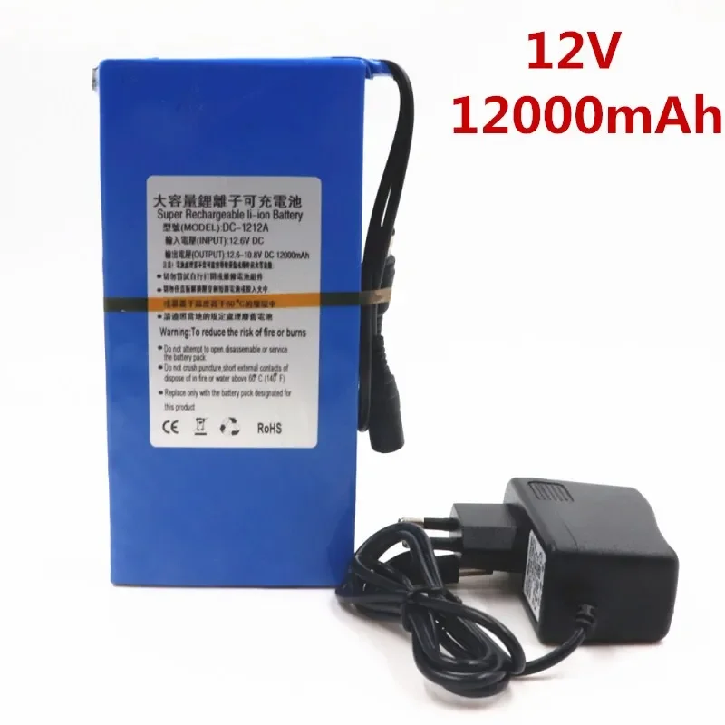 

Durable DC12V 12000 MAH Hohe Kapazität Lithium-ionen akku AC Ladegerät UNS/EU Stecker heier VerkaufFörderung kostenloserdrop