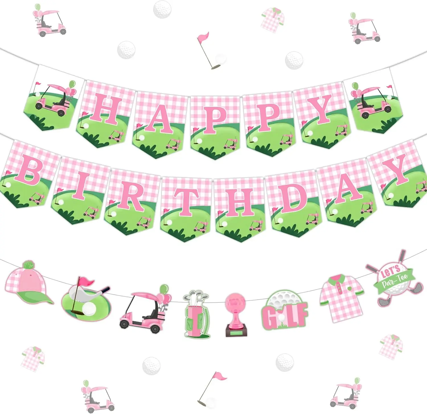 

Golf Happy Birthday Banner for Girl Let’s Par-tee Banner Garland Birthday Party Decor for Sports Theme Party Baby Shower