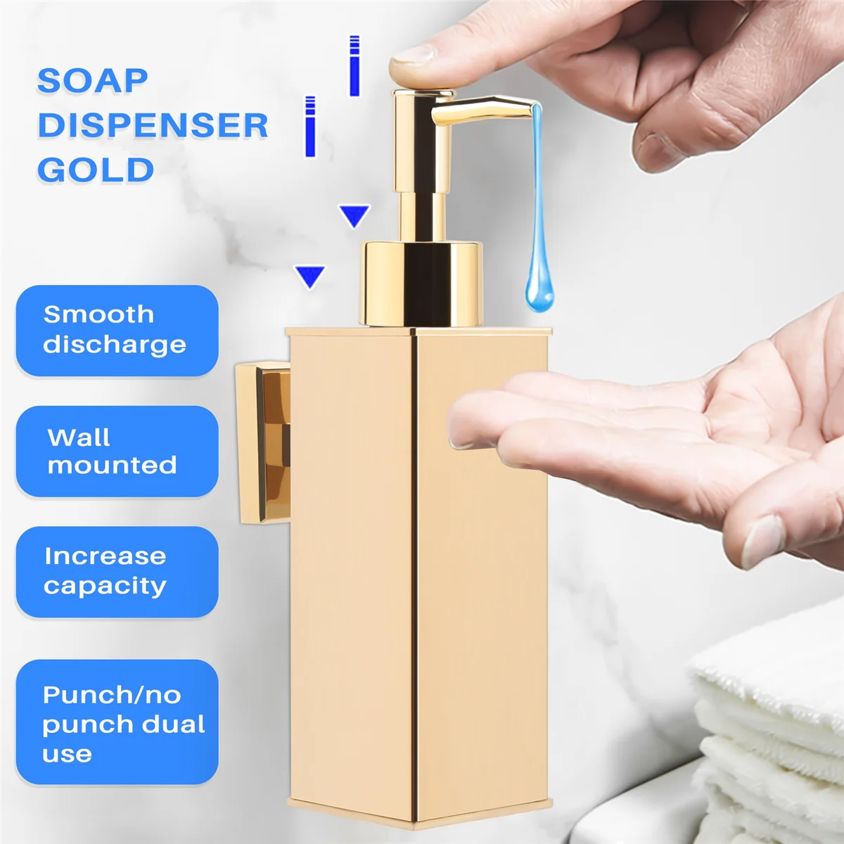 Hot New Liquid Soap Dispenser Bathroom Wall Mounted Gold Shower Gel Detergent Shampoo Bottle for Kitchen Hotel Home