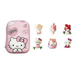 7Pcs Sanrio Hello Kitty Figurka Zabawki Anime Sanrio Bag Action Kuromi Figurka Model Ozdobna Dekoracja Zbieraj Zabawki Prezent Z Torbą