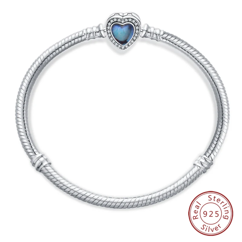 Armband Silber 925, Original 17–20 cm, Stern, Mond, Sonne, vierblättriges Kleeblatt, grüner Zirkon, Armbänder, passend für DIY-Charms, Geburtstag, Schmuck, Geschenke