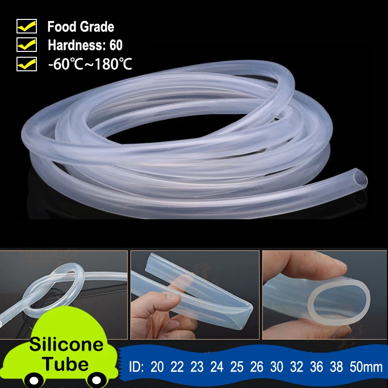 Big Size Food Grade Silicone Tube ID 20 22 24 26 28 30 32 36 38 50mm Flexible Beer/Drink/Milk Hose Soft Garden Water Pump Pipe