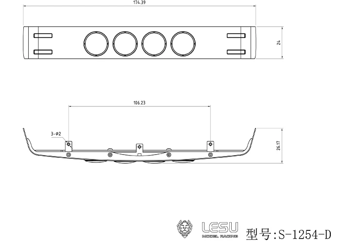 1/14 RC Lesu Metal Visor Light D For Diy Tamiyaya Tractor Truck Model Th18393-Smt2