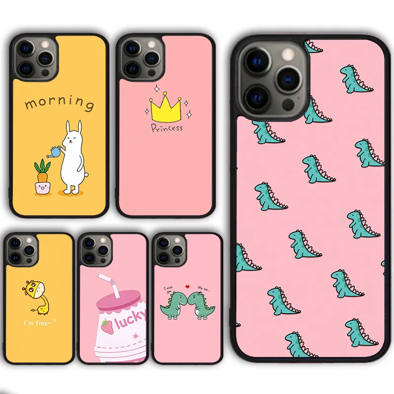 Cute Cactus Avocado Cactus Dinosaur Phone Case for iPhone 16 15 SE2020 13 14 11 12 Mini Pro Max 6 7 8 Plus coque fundas Shell