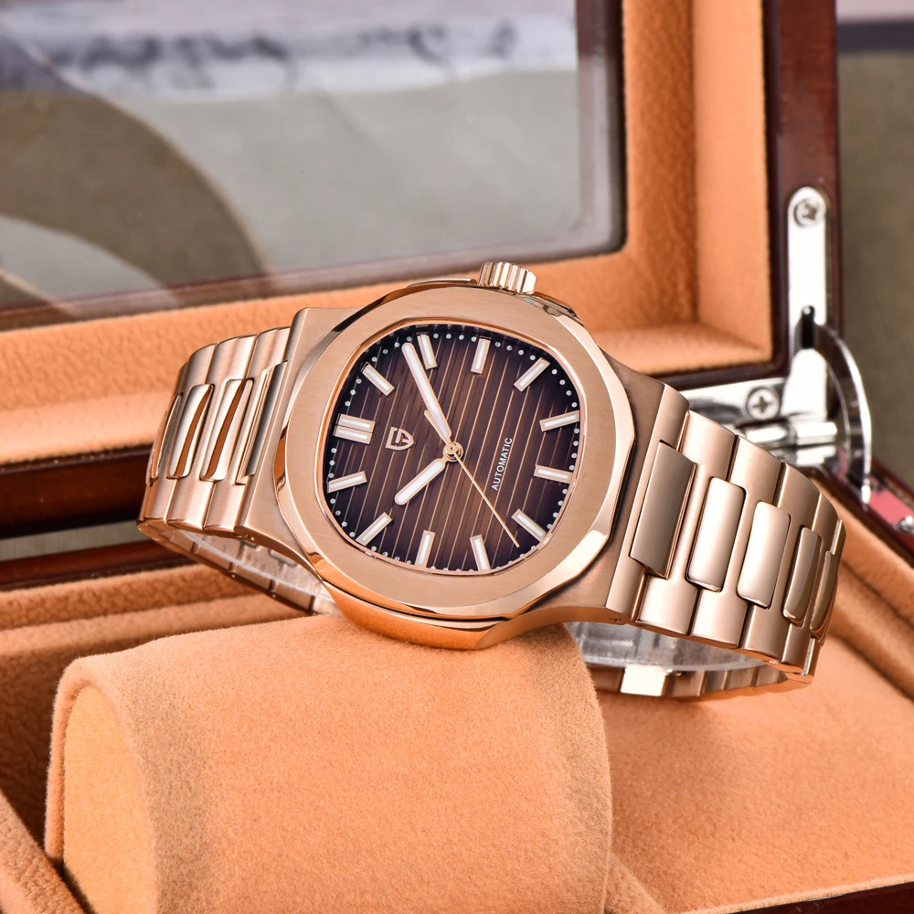 PAGANI DESIGN ساعات 2025 جديد فاخر ارتفع الذهب التلقائي ساعة ميكانيكية الرجال الياقوت كريستال مقاوم للماء ساعة من الفولاذ المقاوم للصدأ