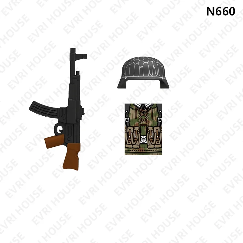 43er Sumpfkleidung Mini figurines briques bloc de construction poupées 98K MG42 MP40 STG44 jouets d'assemblage pour enfants N657-660
