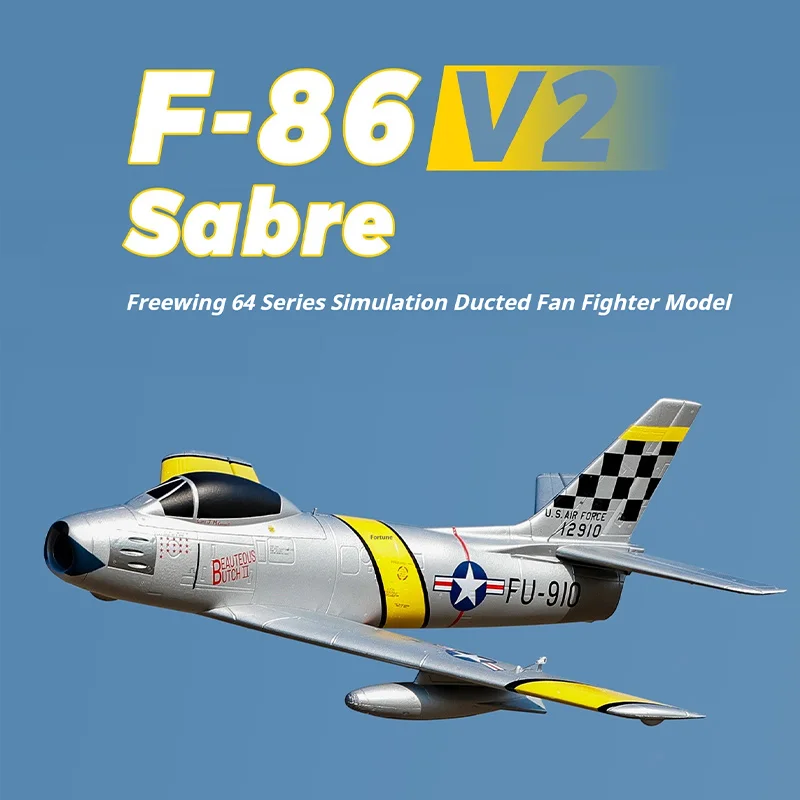 Freewing 64mm F-86 V2 Saber 3CH Jet Fighter 145KPH Entry Level Ducted Aircraft Model Aircraft 4S Power Belt Gyroscope F86 PNP