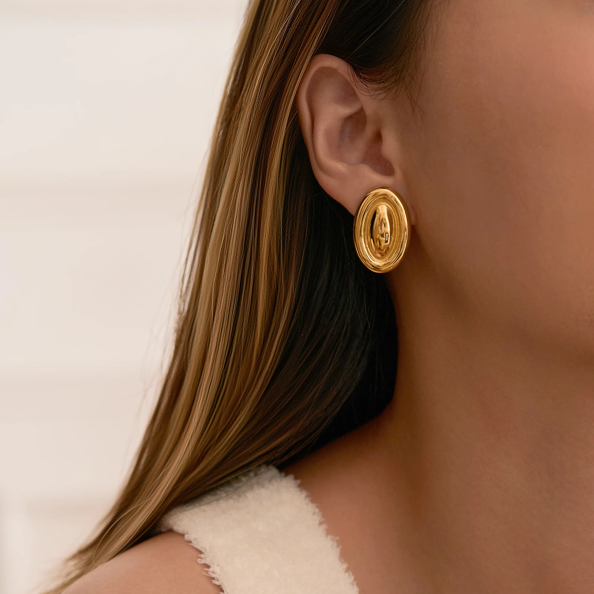 

DASEIN Summer New Vintage Punk Oval Mixed Color Stud Earrings 18k Gold Plated Hypoallergenic Stainless Steel Dancer Jewelry