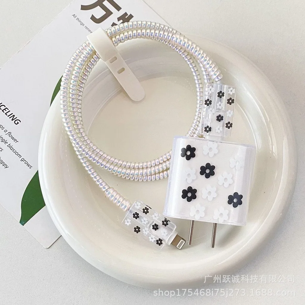 الكورية واضح القوس الأسود تهمة حالة وقائية آيفون 18 واط-20 واط الولايات المتحدة خط البيانات شاحن حامي غطاء شاحن كم الملحقات