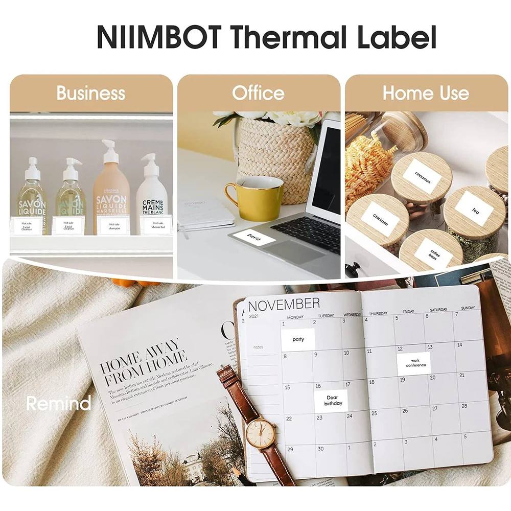 Niimbot الأبيض الحراري التسمية 20-50 مللي متر ل B1/B21/B3S طابعة صغيرة لاصق ملصق مضاد للمياه الأشعة فوق البنفسجية ورقة لعلامة السعر تسمية صانع