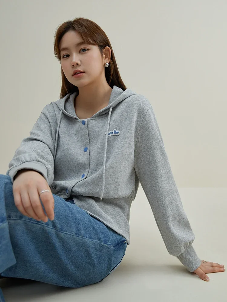 DUSHU-Pull à capuche de style américain pour femme, manteau en duvet, gris, bleu, décontracté, Y-Casual, nouveau, hiver, 2023