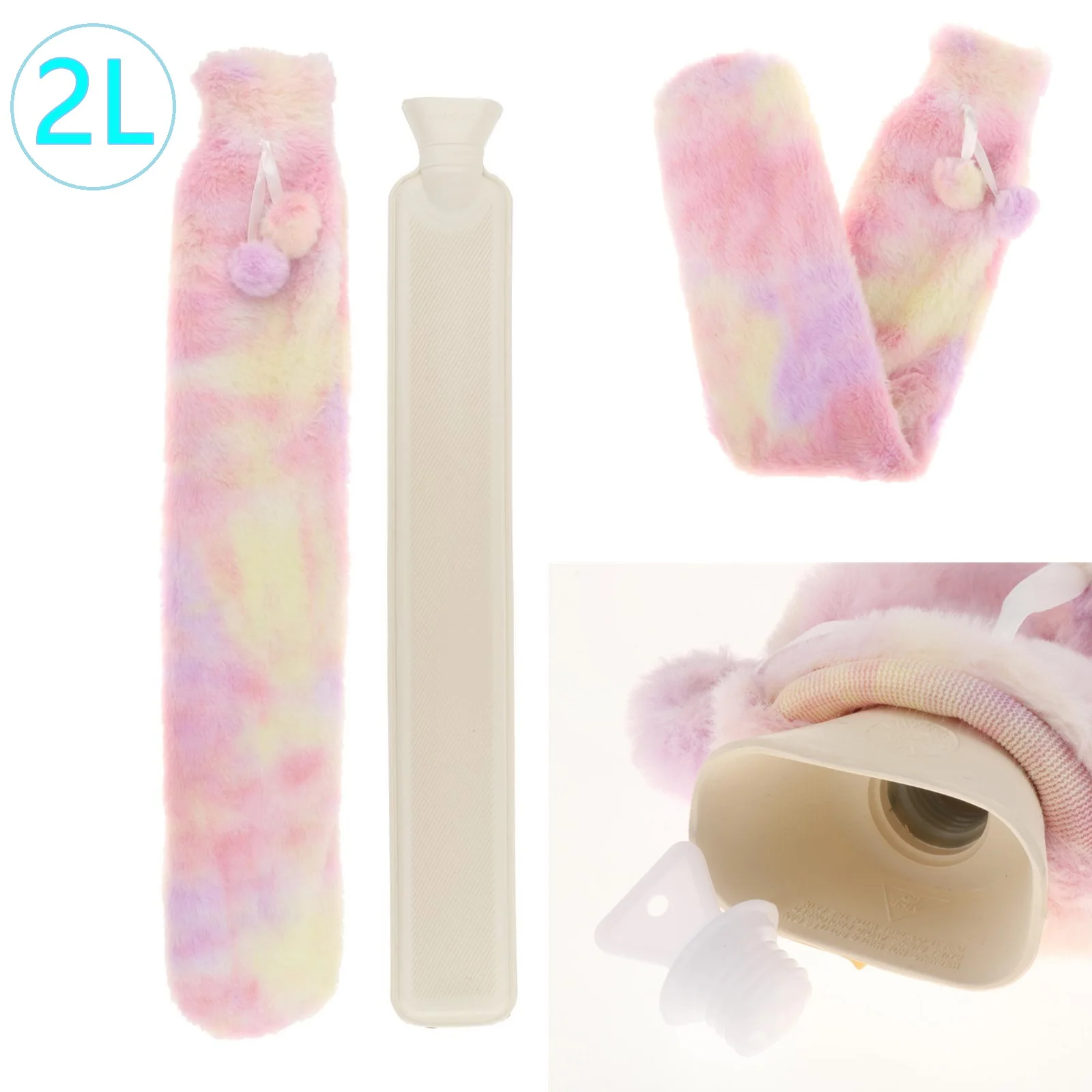 2L Hot Water Bottle Warm Hand Warmer Winter Hot Water Bottles Pure Natural Rubber Cosy Colorful Cover Hot Water Bag