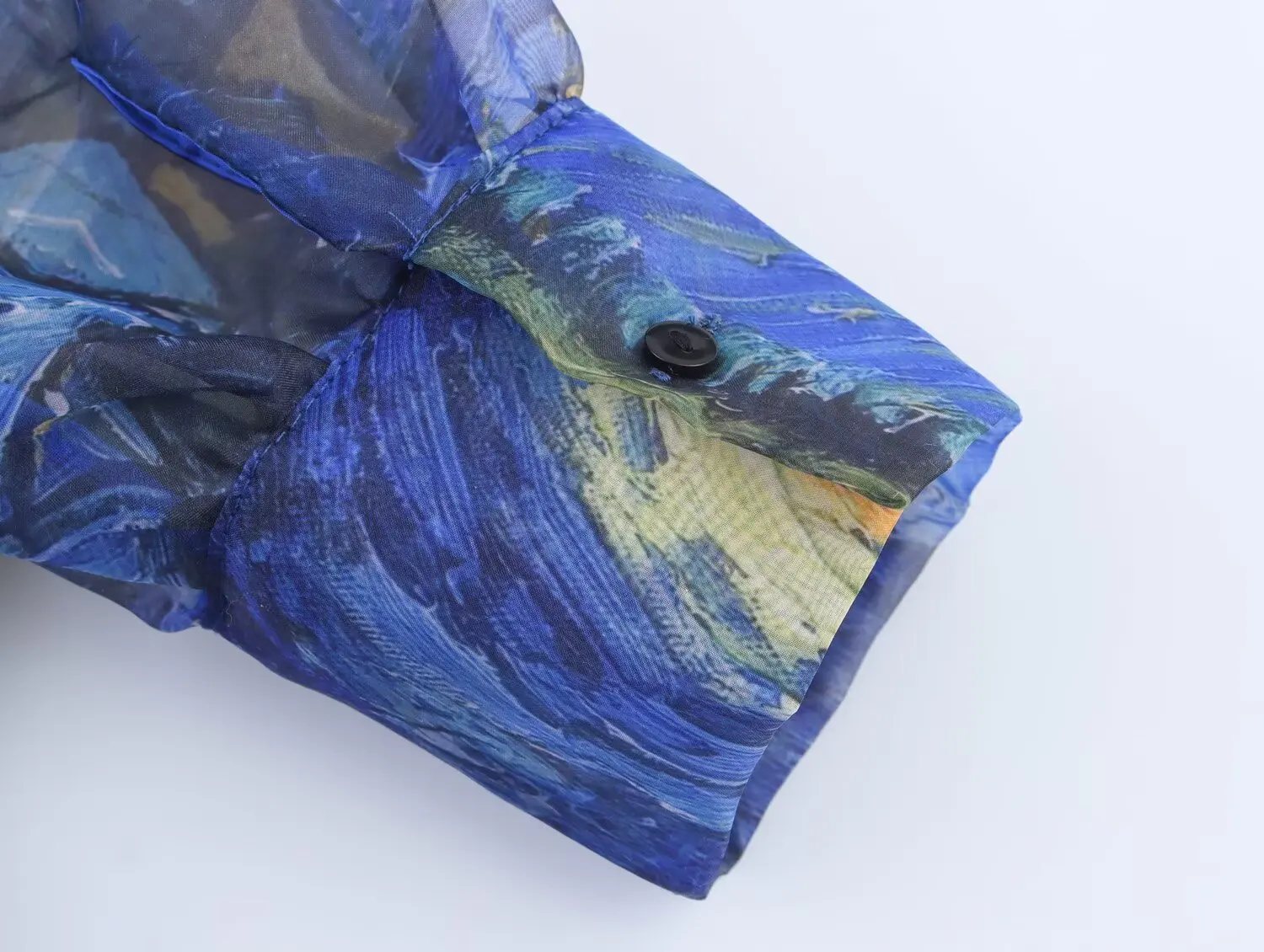 2025 estilo de férias verão vestido curto feminino retro manga longa com decote em v céu estrelado impressão organza vestido em camadas