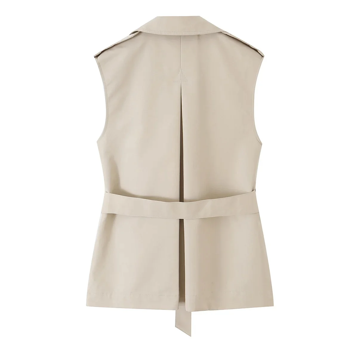 KONDALA Damen Lässige Trendige Bluse Doppelreihig mit Gürtel V-Ausschnitt Taschen-Tanktop Neue Mode 2026 Sommer Frühherbst Lässige Weste – Detail 3