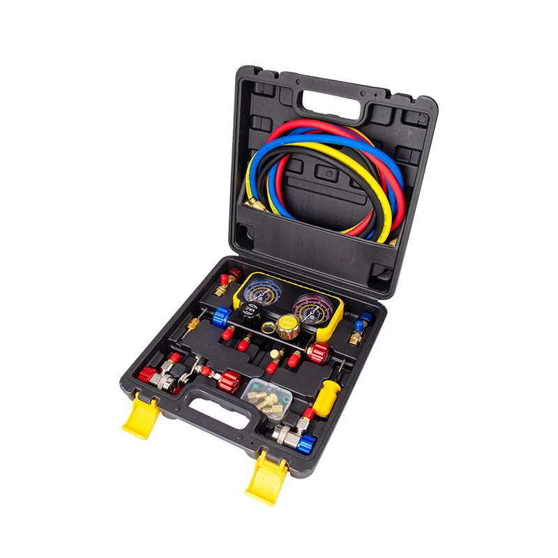 

Manifold Gauge 4 Way Set Manometer Diagnostic Tool R134a R22 R410a R32 for Auto AC Air Conditioner Refrigerant Gas