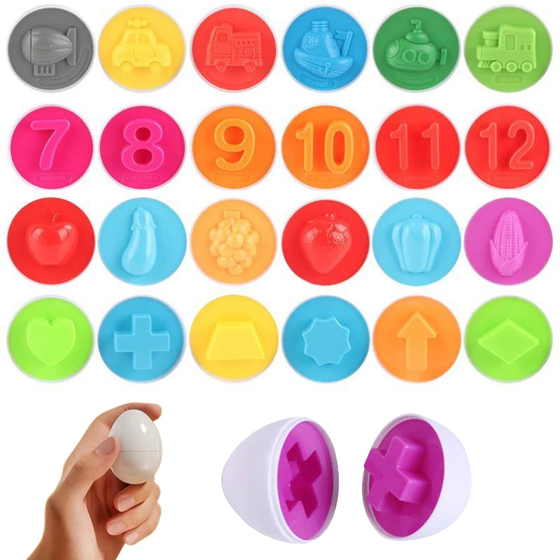 4pcs/lot Matching Egg Children Colors Shapes Sorter Learning Educational Toy Montessori Sensory Baby Toys Simulation Eggs TMZ