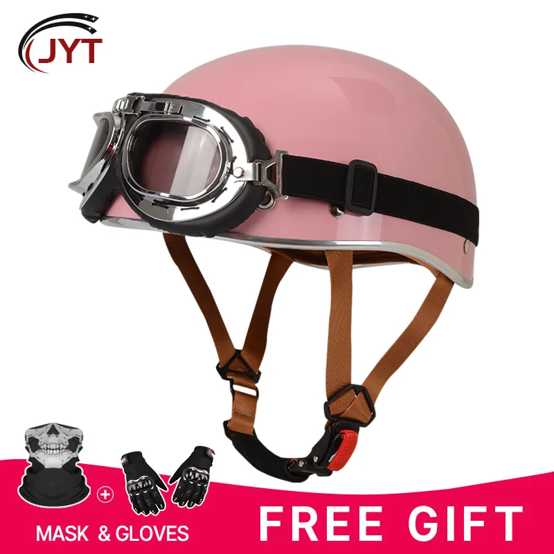 

DOT Approved Motorcycle Helmets Retro Half Face Helmet Adult Men Women Four Seasons ABS Shell for Scooter Cruiser Pilot Moped