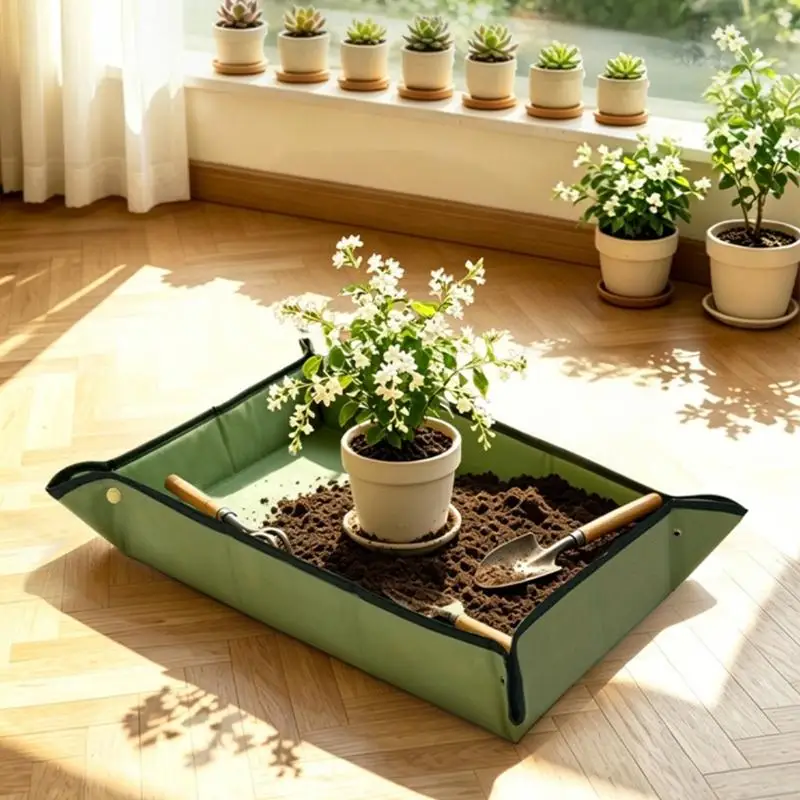 L43A Planting Tray Cloth with Soil Guard Large Oxford Fabric Gardening Sheet for Indoor Repotting, Balcony Soil Blending