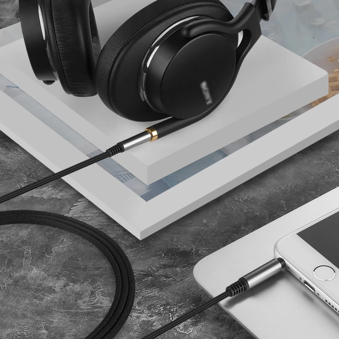 Geekria-Cabo de áudio compatível com Sony MDR-1AM2, MDR-XB950N1, WH-ULT900N, WH-XB920N, WH-1000XM5, INZONE H5 Cabo de auscultadores, 1