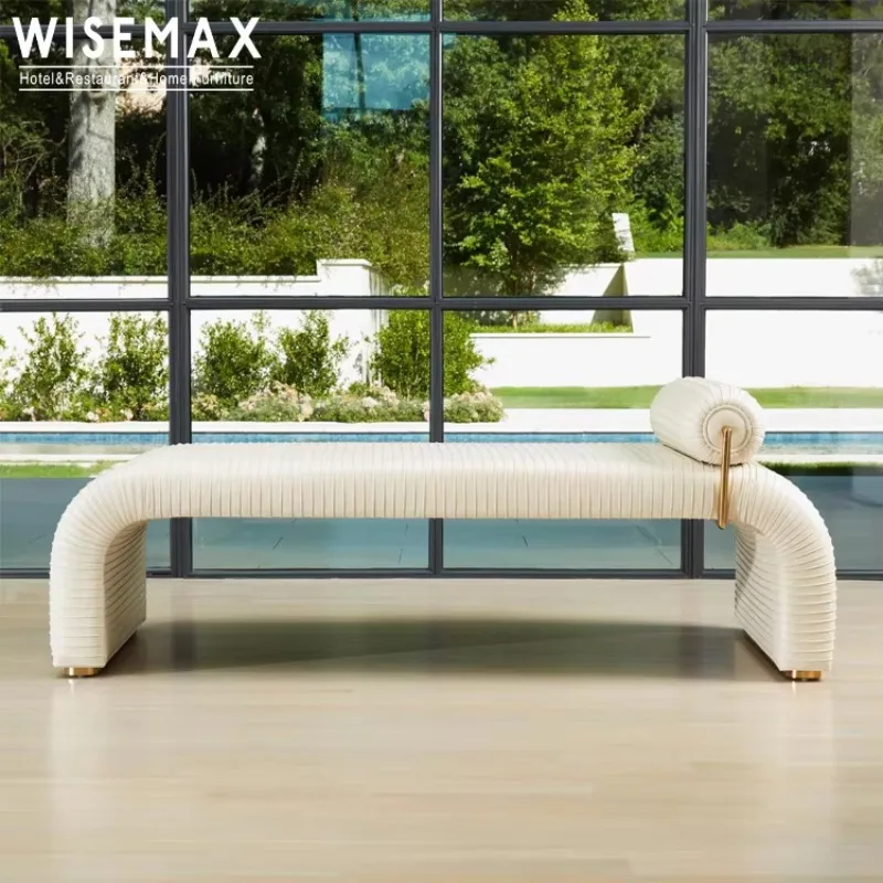 WISEMAX FURNITURE italy luxury living room sofas lounge chair bench black leather with metal legs accent chair bed end bench