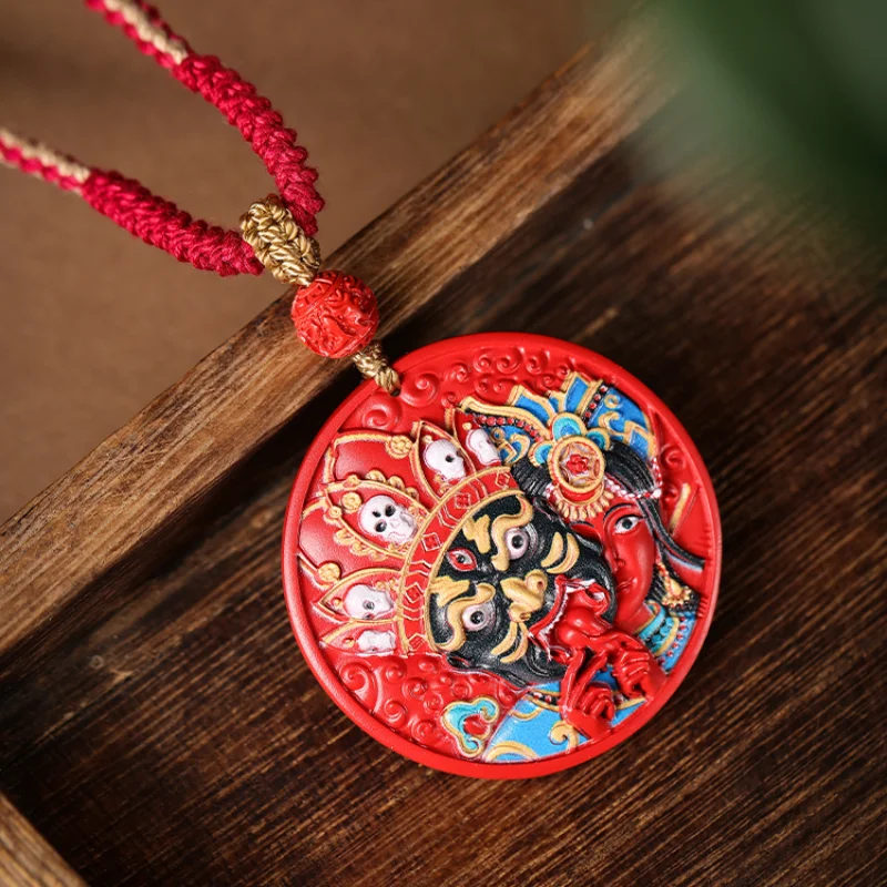 Cinnabar Painted Goddess of Wealth Zakiram Pendant