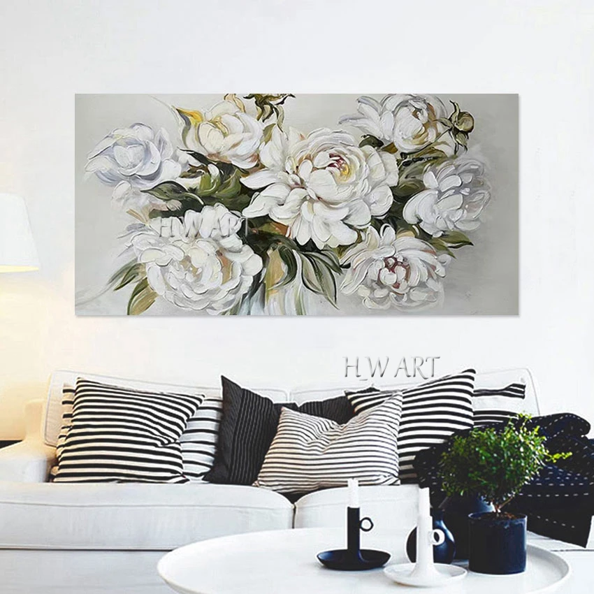 لوحات زيتية قماشية، زهور تجريدية، رسم فني نباتي جدار أكريليك بدون إطار، صورة ثلاثية الأبعاد كبيرة الحجم ديكور حديث، بيع بالجملة