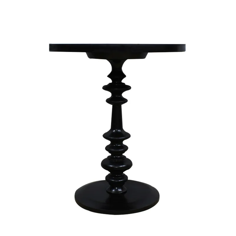 

Simple solid wood small round table, Nordic retro sofa edge