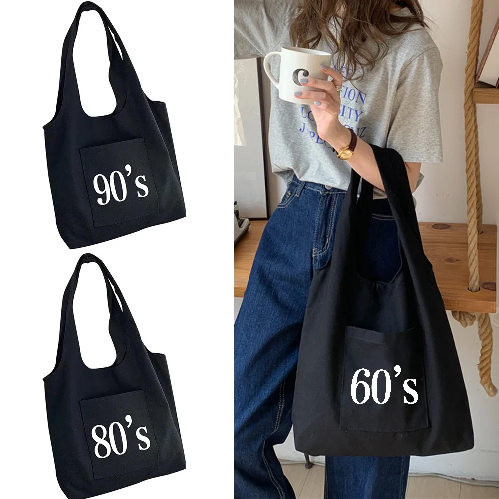 

Women Shopping Bag One Shoulder Canvas Grocery Eco-friendly Tote Commuter Year Series Fashion Organizer Storage Eco Clutch Bags