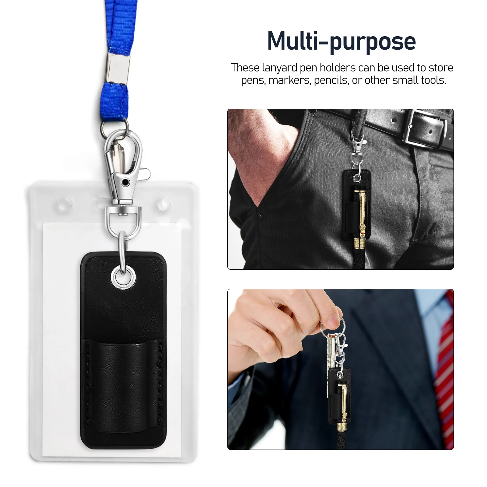 

4 Pcs Pen Cover PU Holder for Pocket Protector Lanyard Teachers Lanyards