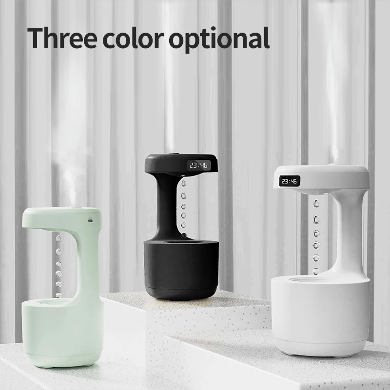 800ML Anti Gravity USB Air Humidifier Ultrasonic Air Purifier Levitating Water Drops Mist Maker Fogger Perfume LED Display Light