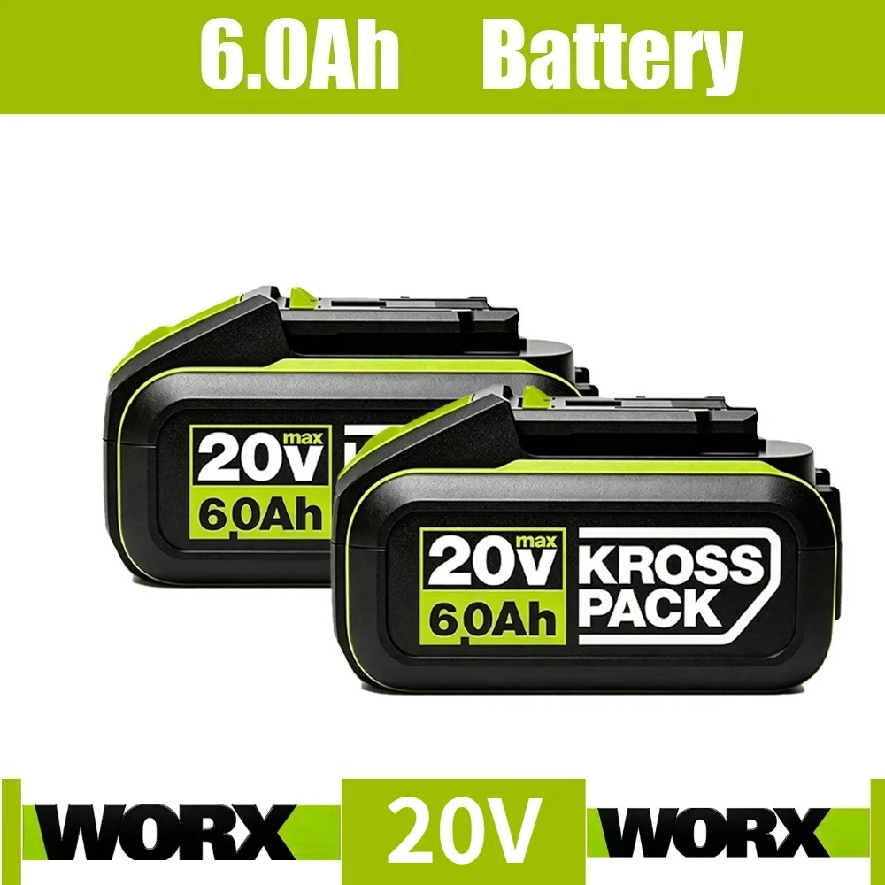 100% WORX 20V 6.0Ah Compact Battery WA3520 WA3551 WA3572 Lightweight for WORX Screwdrivers Cordless Power Tools Home Use