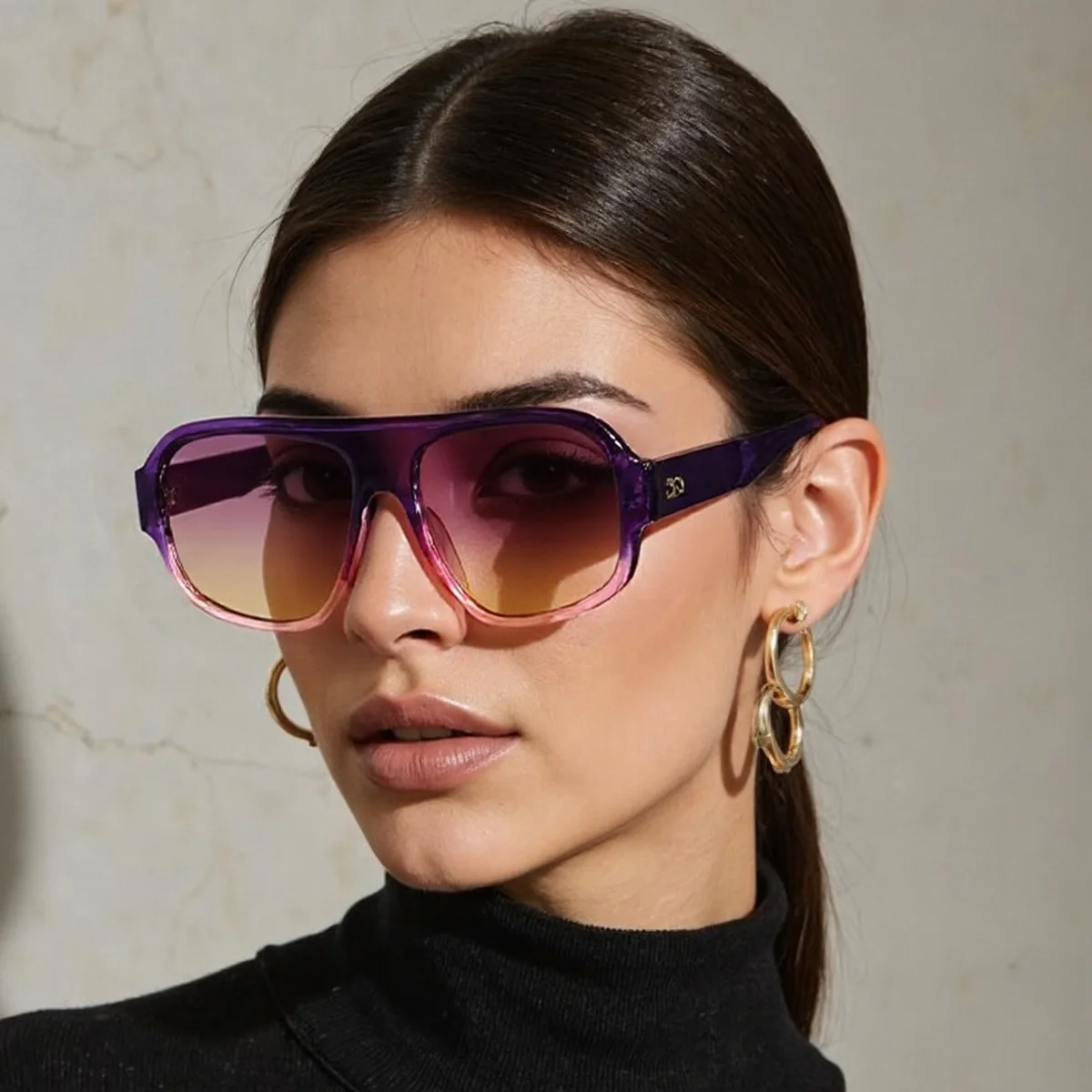 Vintage Fashion Square Frame Sunglasses For Women Blue Light