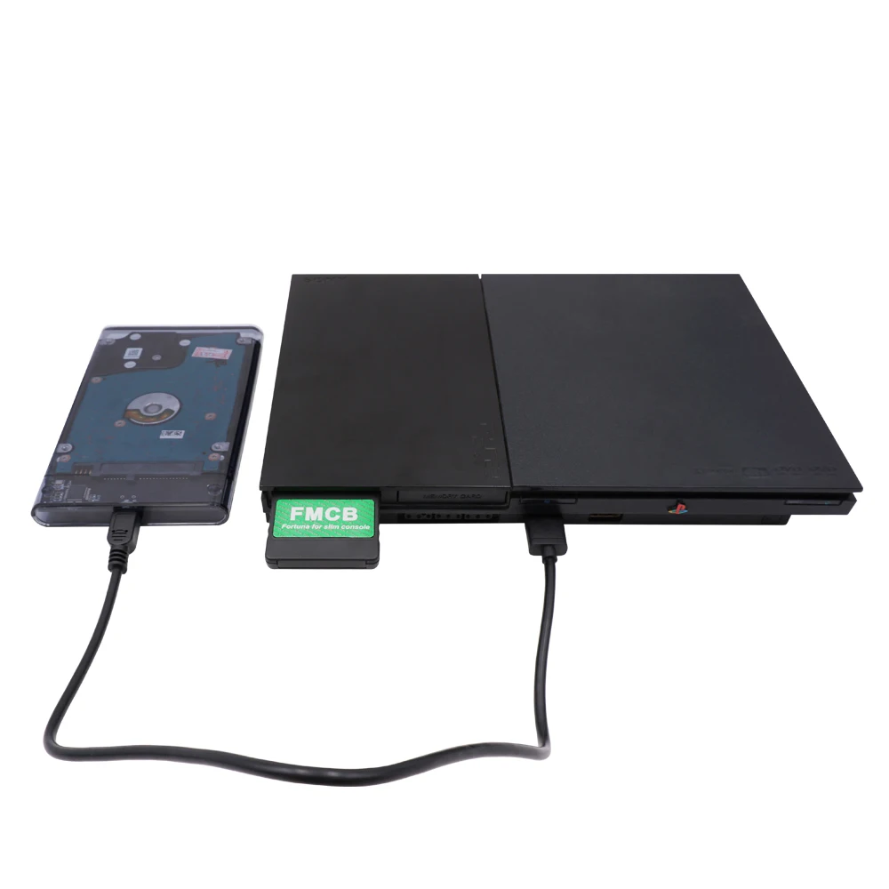 For SONY Playstation 2 Fortuna FMCB Memory Card PS2 Slim Console + 2.5\'\'inch SATA HDD Hard Disk Kit with Games Installed