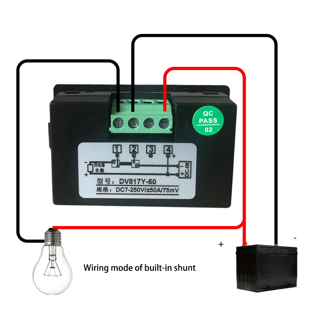 DV817Y LCD voltmetro digitale DC 7-250V 1A 5A 50A 100A 200A voltmetro Volt Panel Tester Volt Gauge voltmetro utensili elettrici